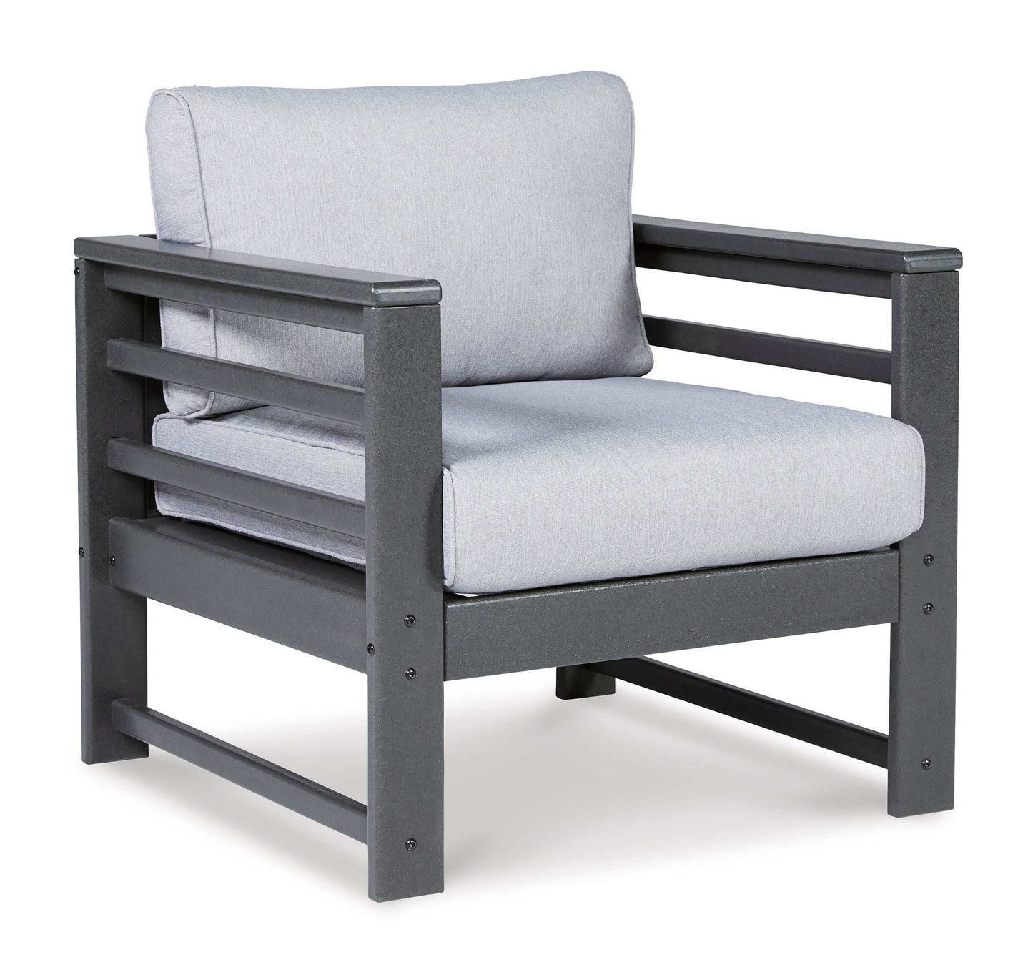 Amora Charcoal Gray & Grey Outdoor Lounge Chair w/ Cushion (Set of 2)