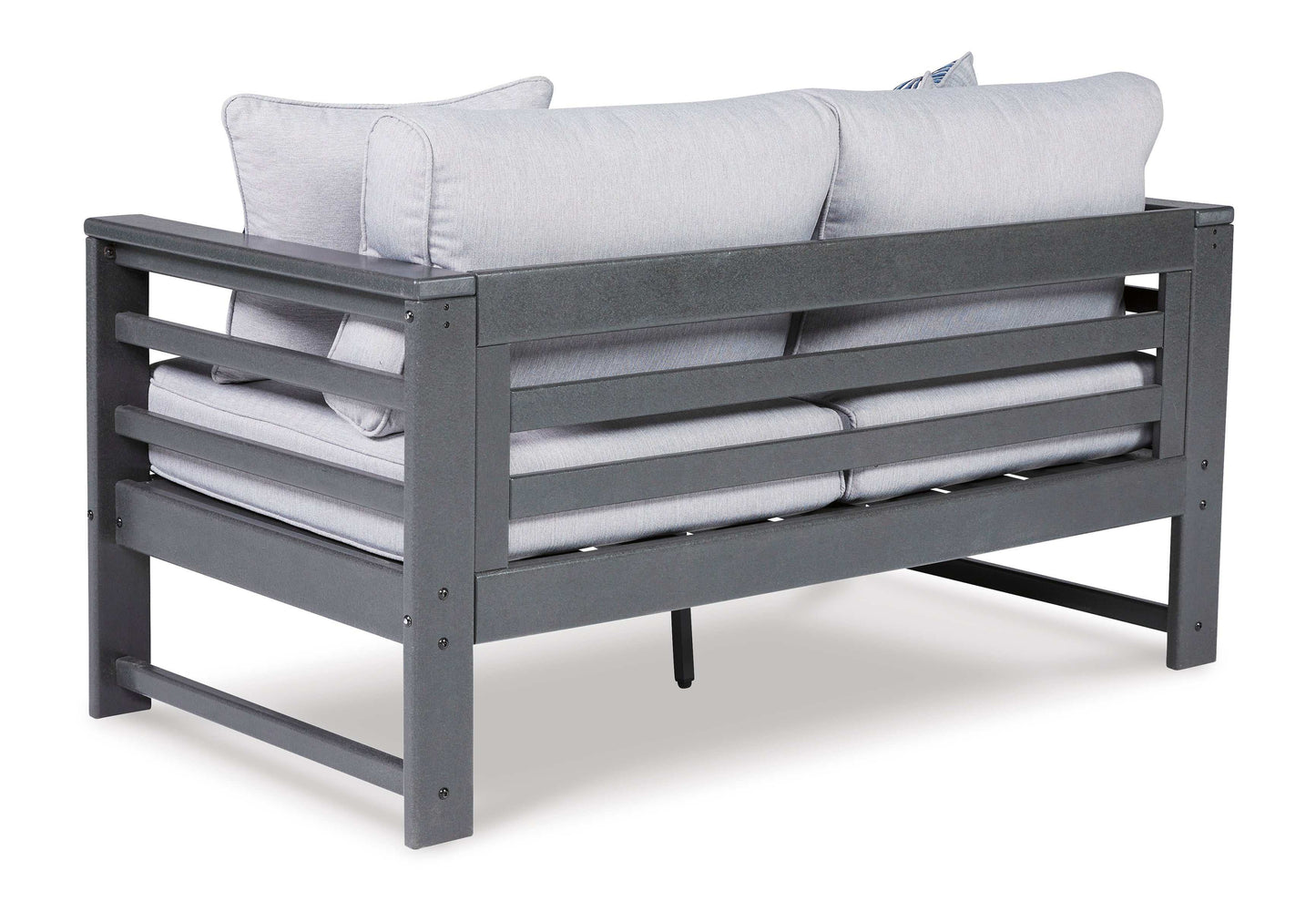 Amora Charcoal Gray & Grey Outdoor Loveseat w/ Cushion