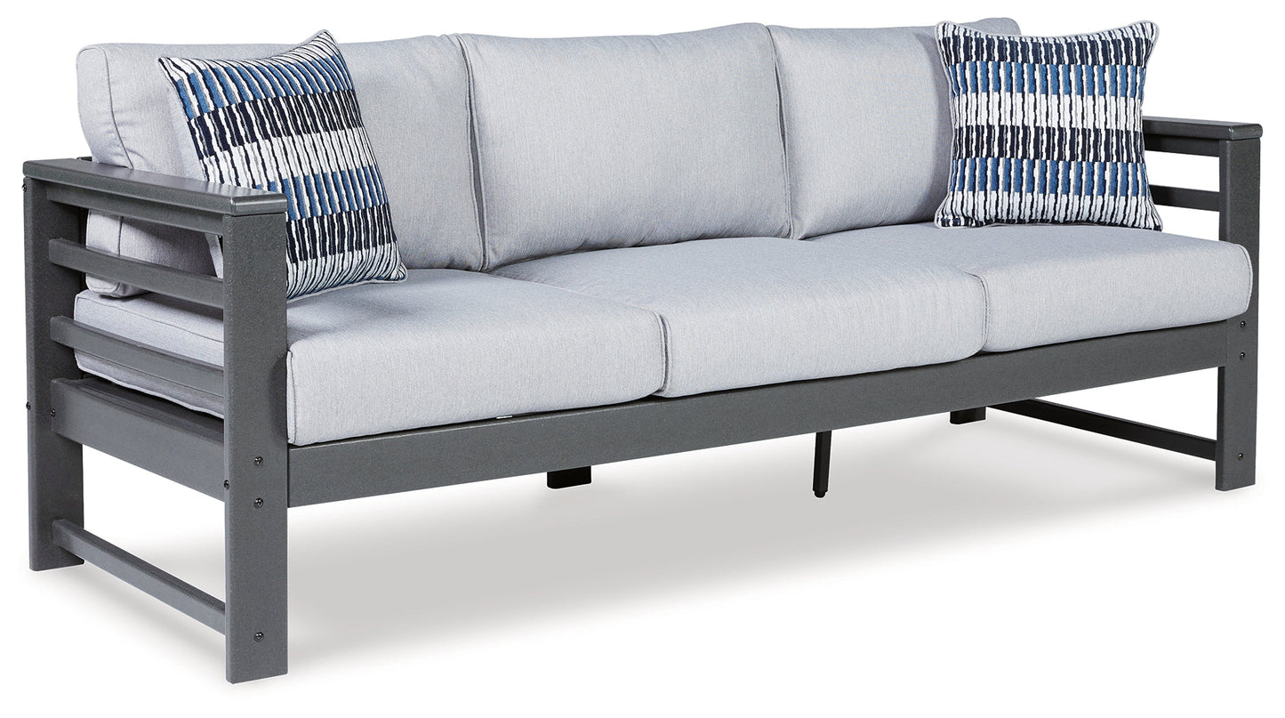 Amora Charcoal Outdoor Sofa, 2 Lounge Chairs and Coffee Table