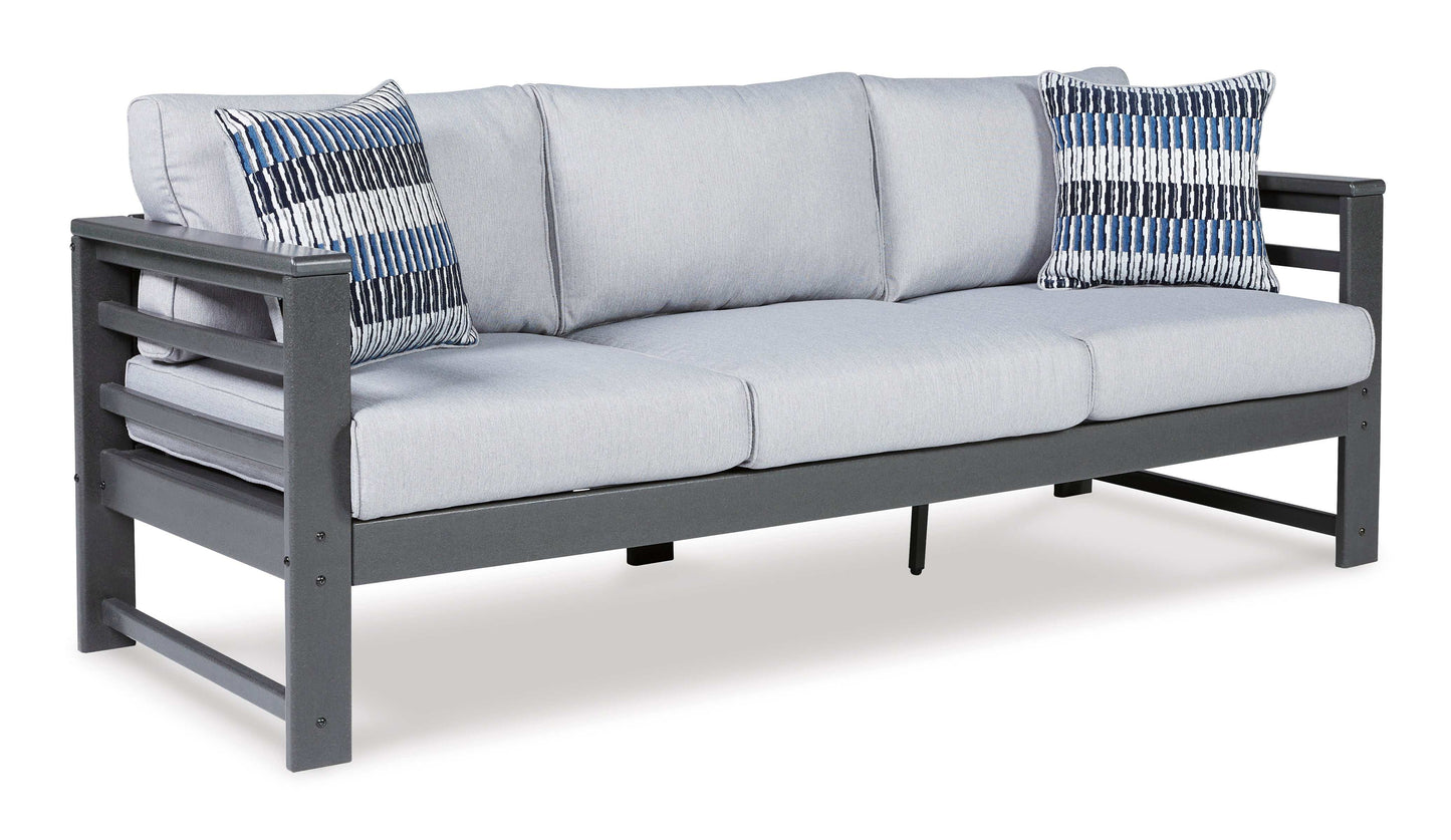 Amora Charcoal Gray & Grey Outdoor Sofa w/ Cushion