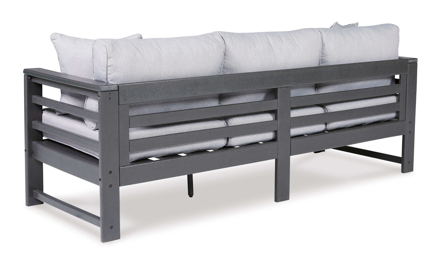 Amora Charcoal Gray & Grey Outdoor Sofa w/ Cushion