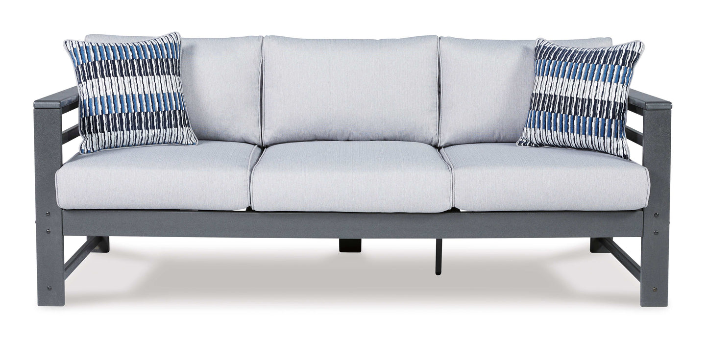 Amora Charcoal Gray & Grey Outdoor Sofa w/ Cushion