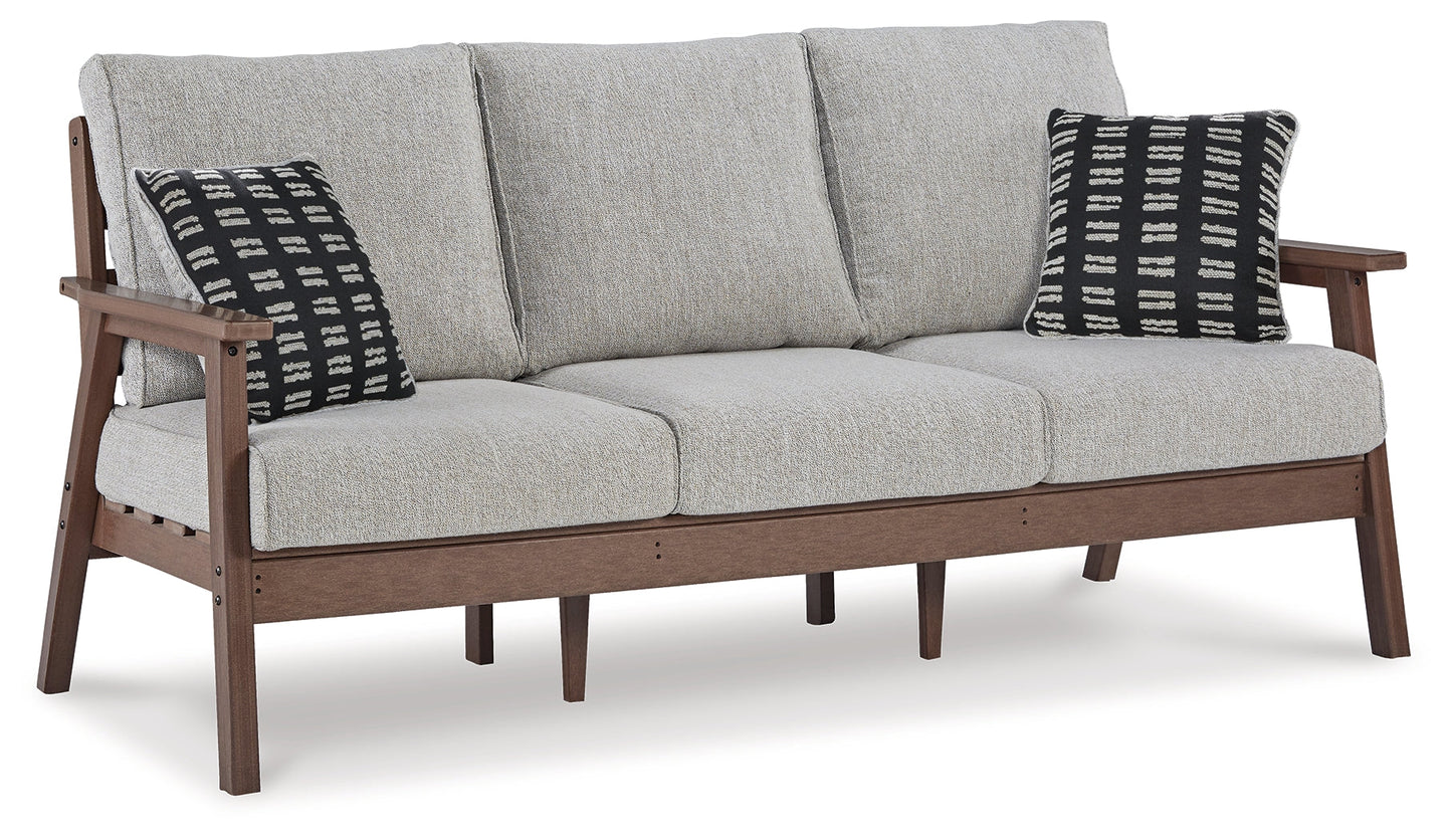 Emmeline Brown Outdoor Sofa, 2 Lounge Chairs and Coffee Table