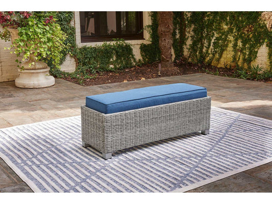 Naples Beach Light Gray Outdoor Bench w/ Cushion