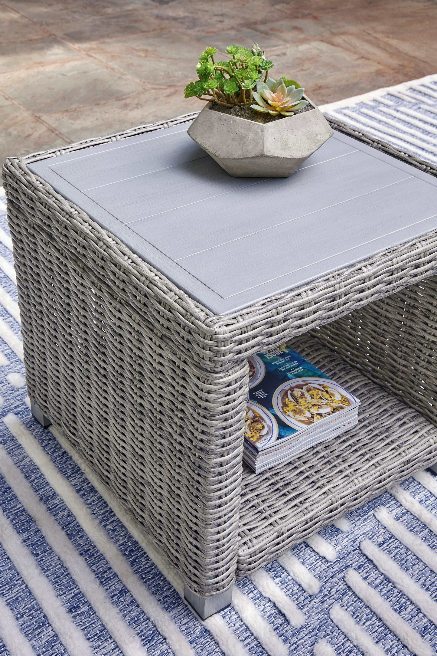 Naples Beach Light Gray Outdoor End Table