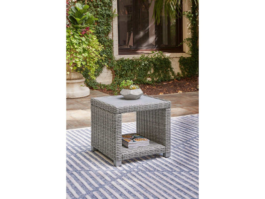 Naples Beach Light Gray Outdoor End Table