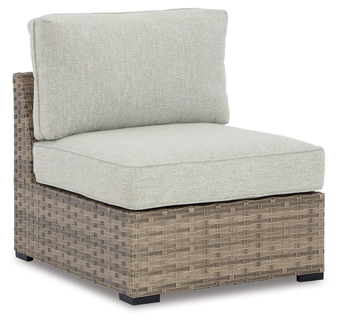 Calworth Beige 8-Piece Outdoor Sectional with Ottoman