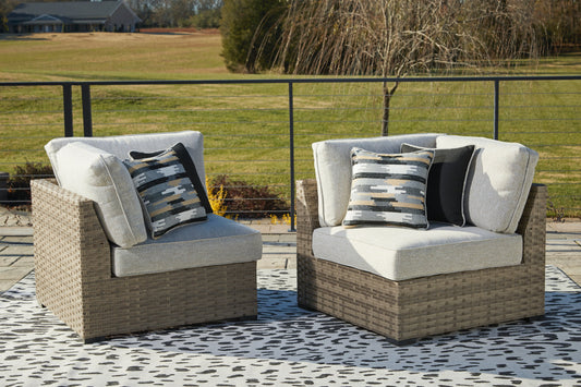 Calworth Beige Outdoor Corner with Cushion (Set of 2)