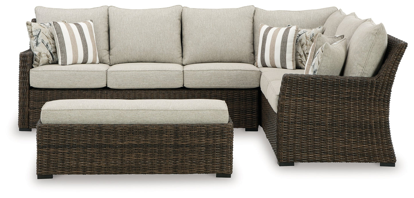 Brook Ranch Brown Outdoor Sofa Sectional/Bench with Cushion (Set of 3)