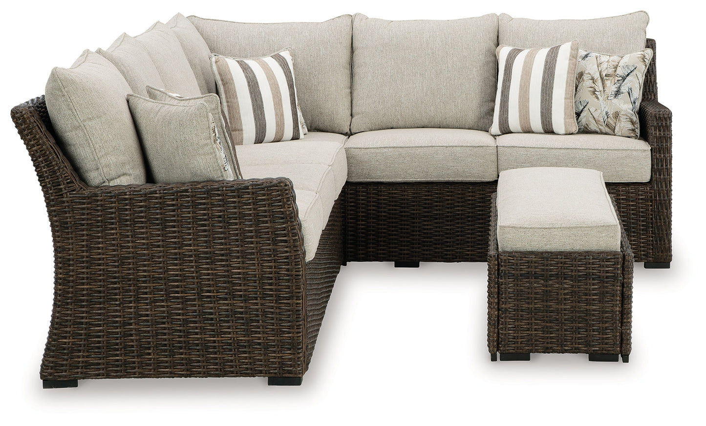 Brook Ranch Brown Outdoor Sofa Sectional/Bench with Cushion (Set of 3)