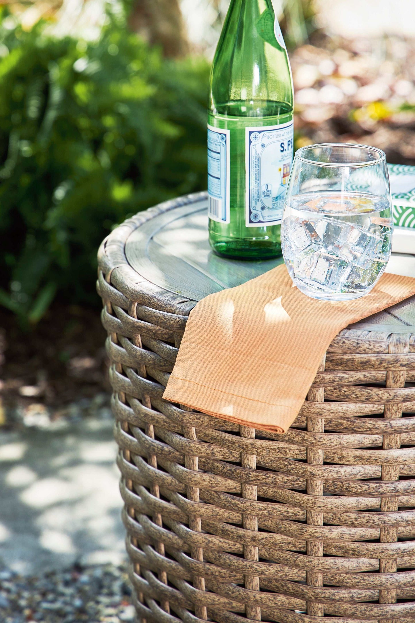 Sandy Bloom Beige Outdoor End Table