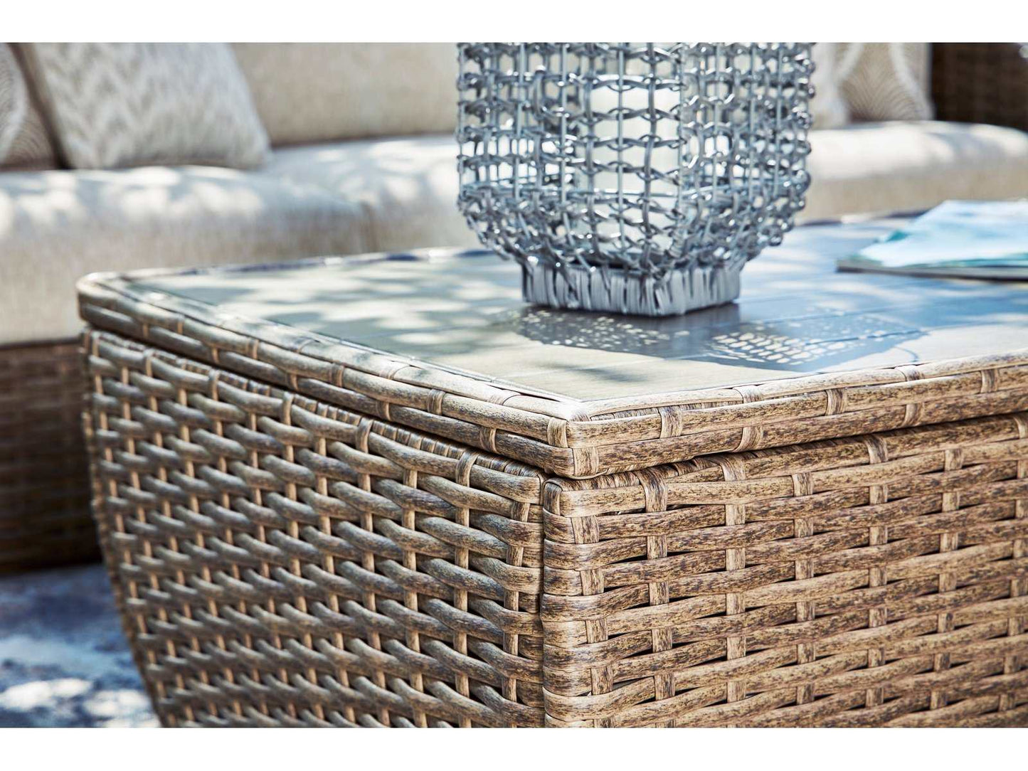 Sandy Bloom Beige Outdoor Coffee Table