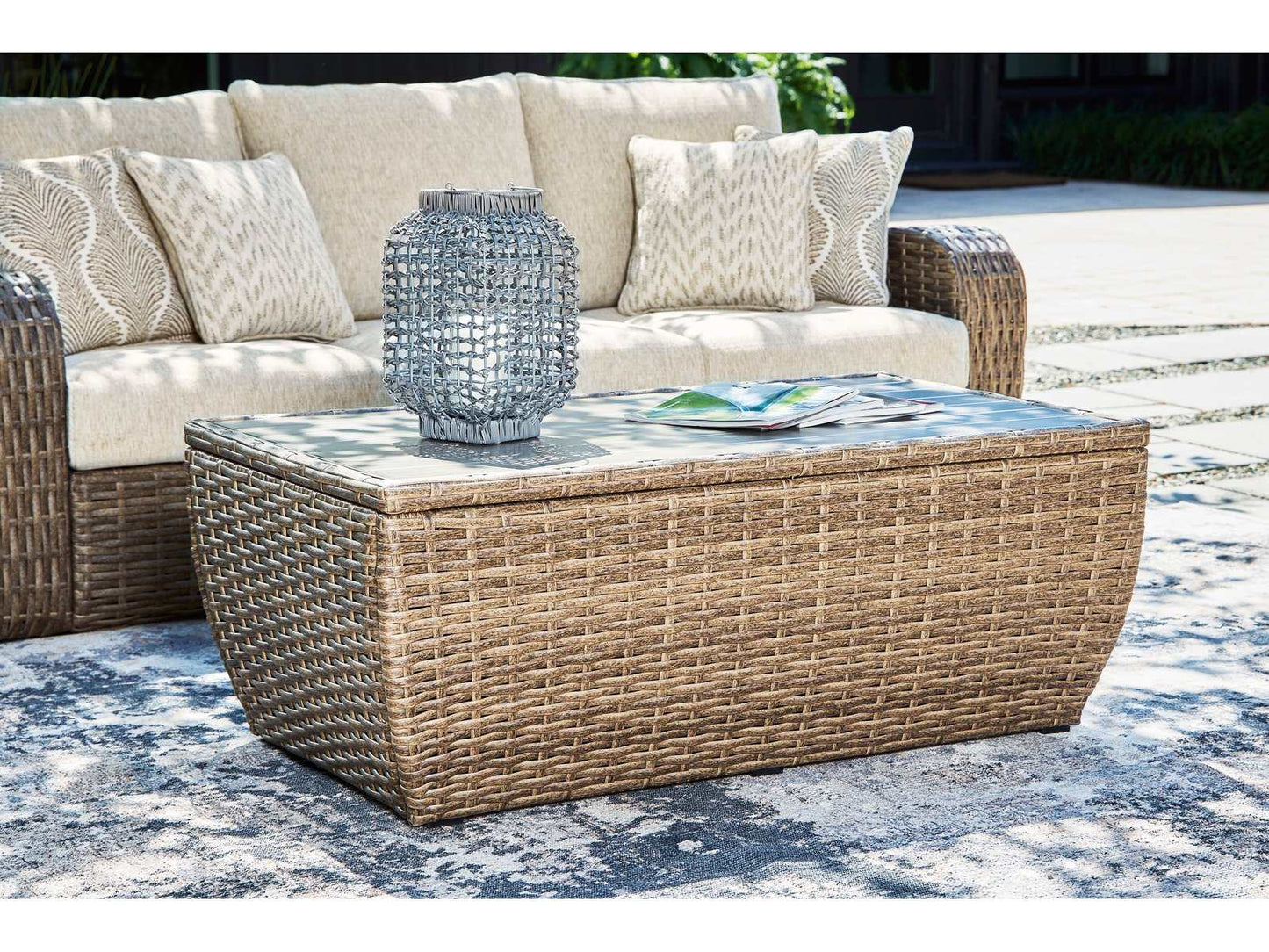 Sandy Bloom Beige Outdoor Coffee Table