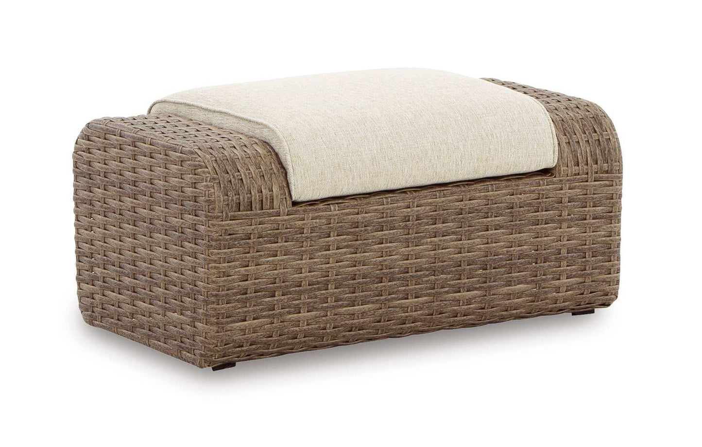 Sandy Bloom Beige Outdoor Ottoman w/ Cushion