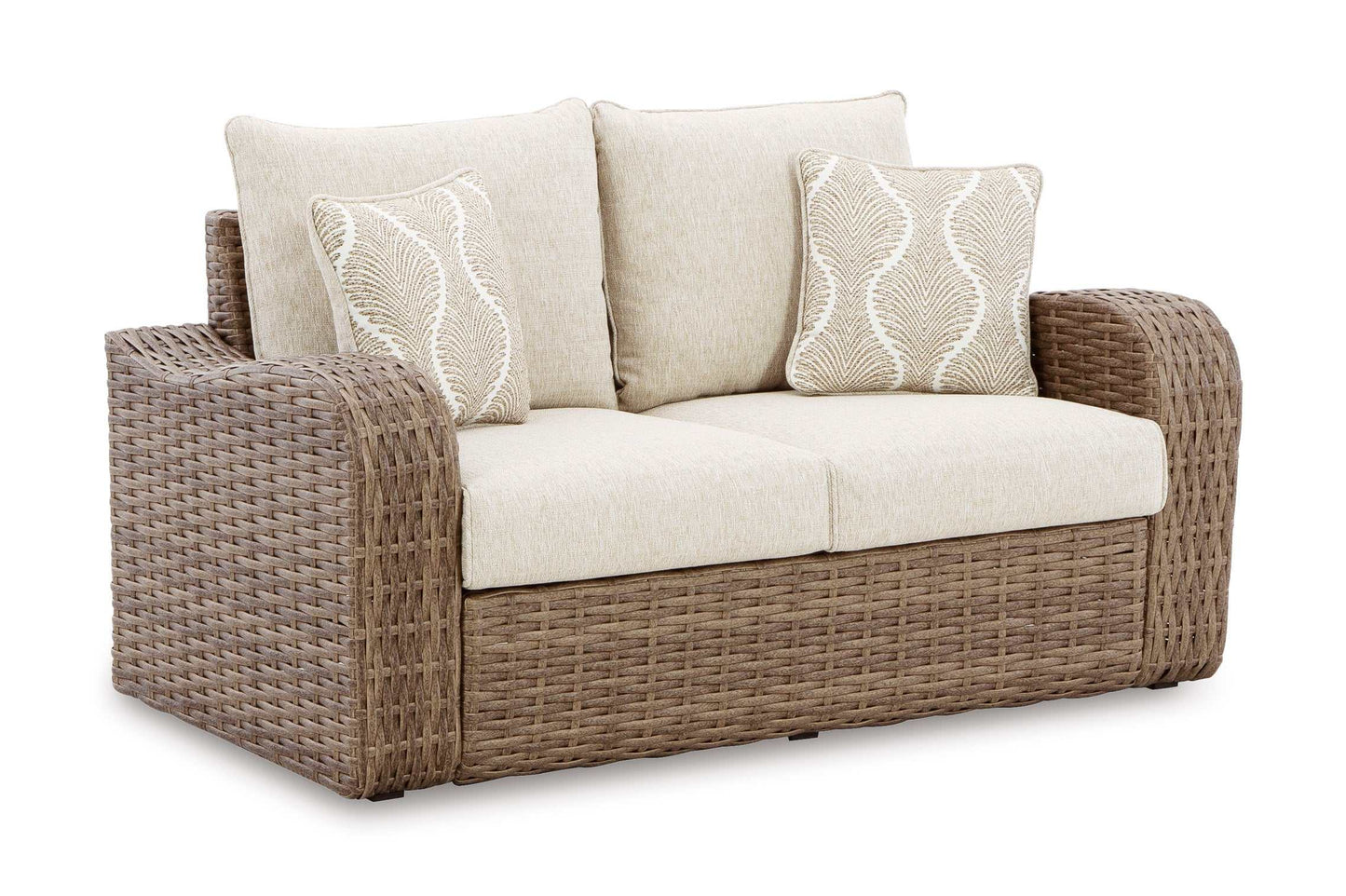 Sandy Bloom Beige Outdoor Loveseat w/ Cushion