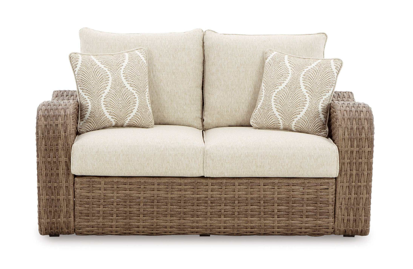 Sandy Bloom Beige Outdoor Loveseat w/ Cushion