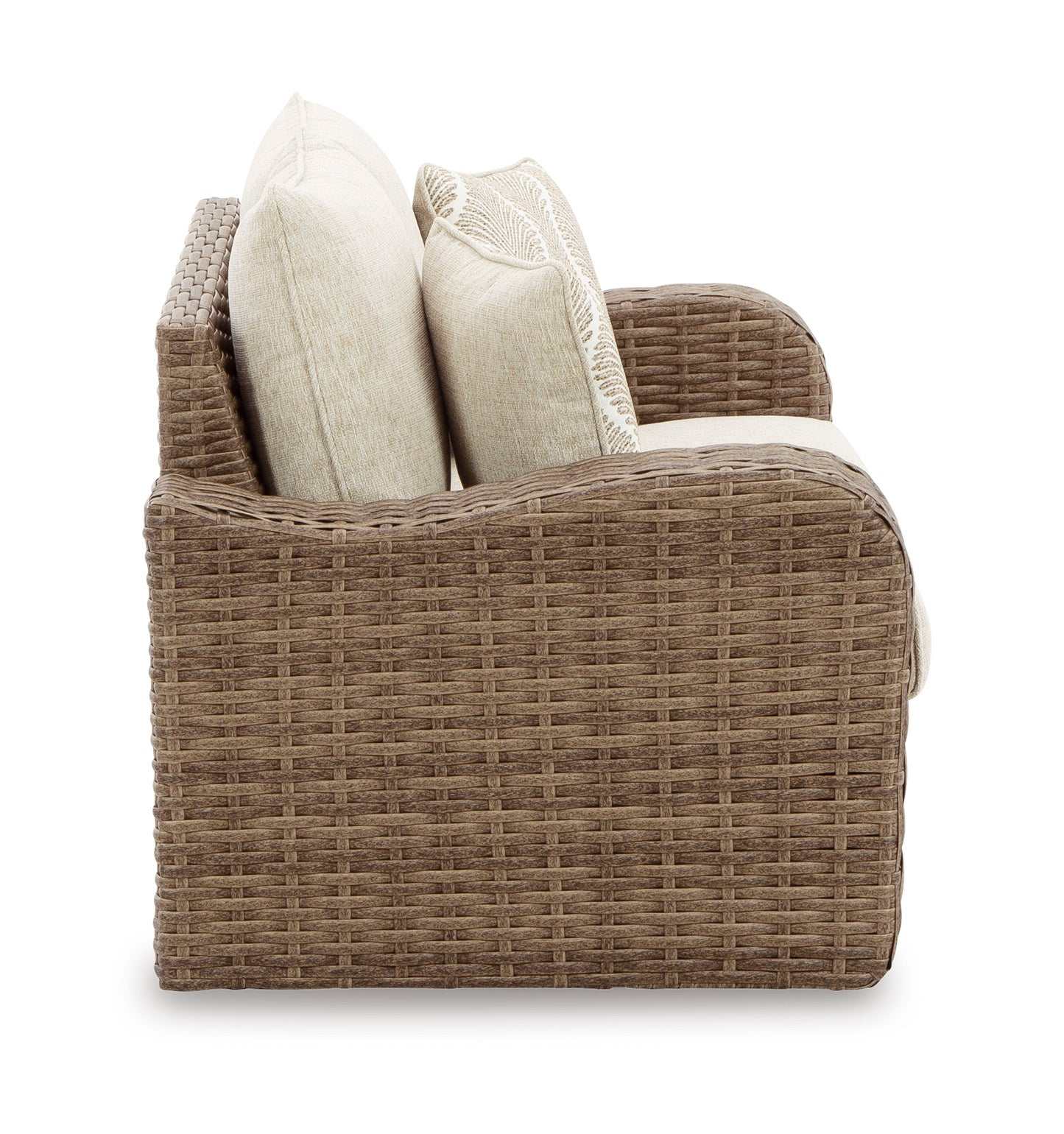 Sandy Bloom Beige Outdoor Loveseat w/ Cushion