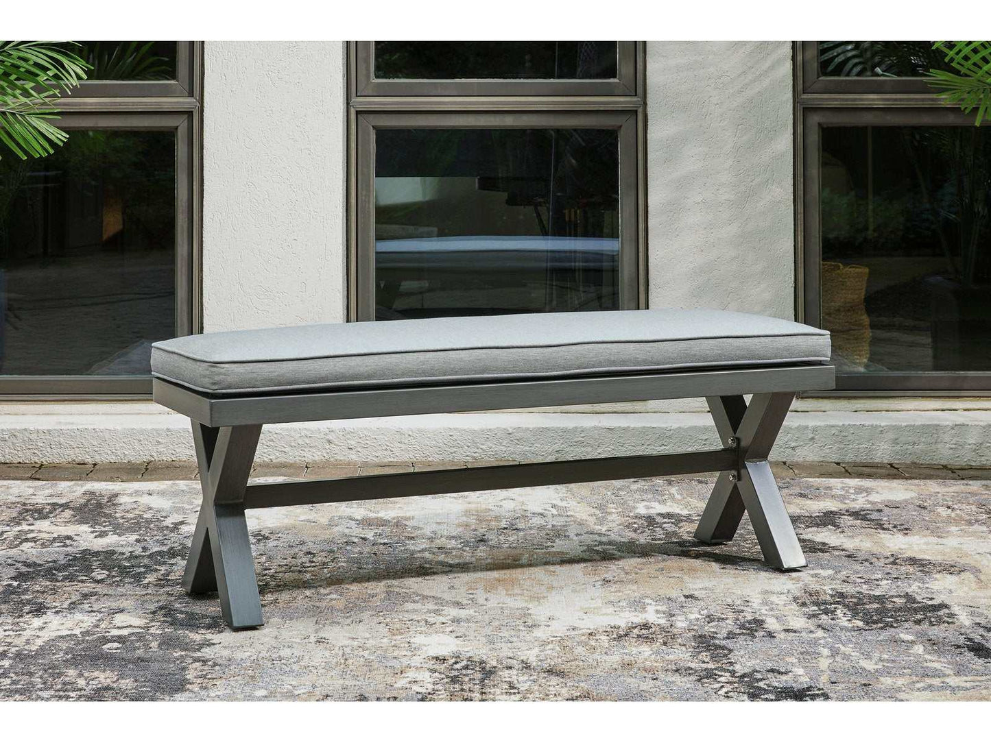 Elite Park Gray Outdoor Bench w/ Cushion