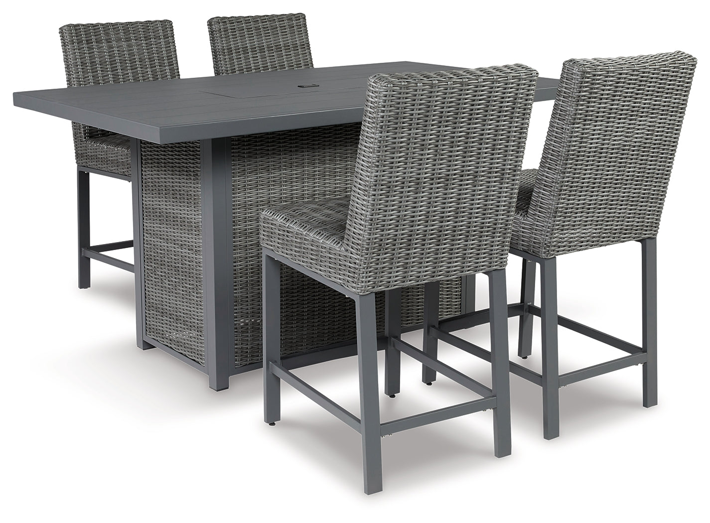 Palazzo Gray Outdoor Counter Height Dining Table with 4 Barstools