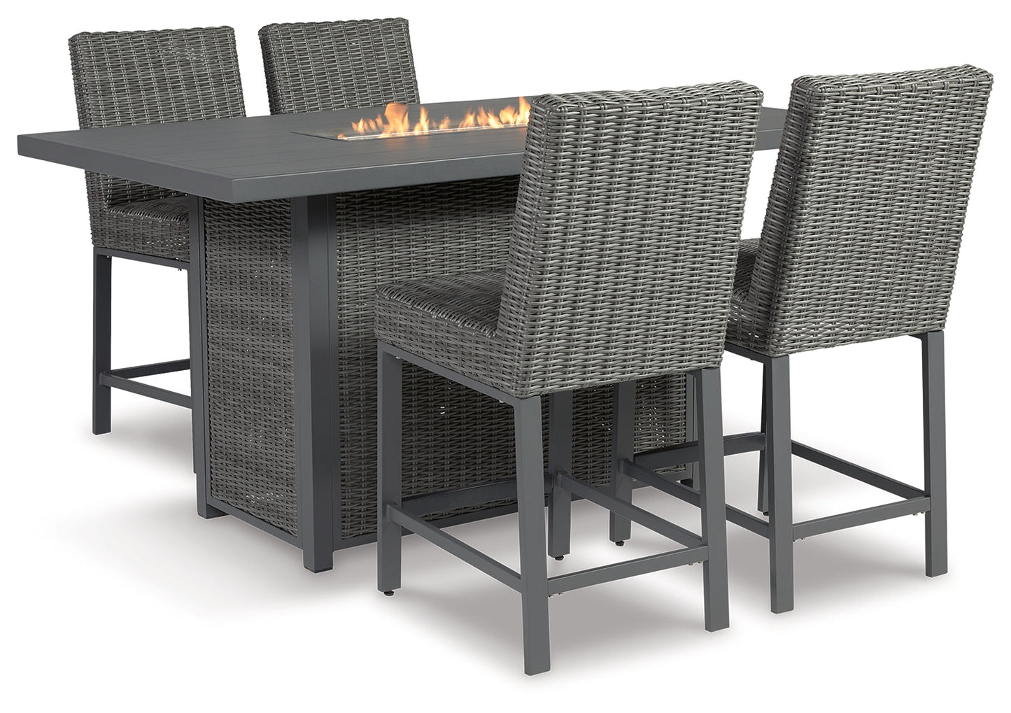 Palazzo Gray Outdoor Counter Height Dining Table with 4 Barstools