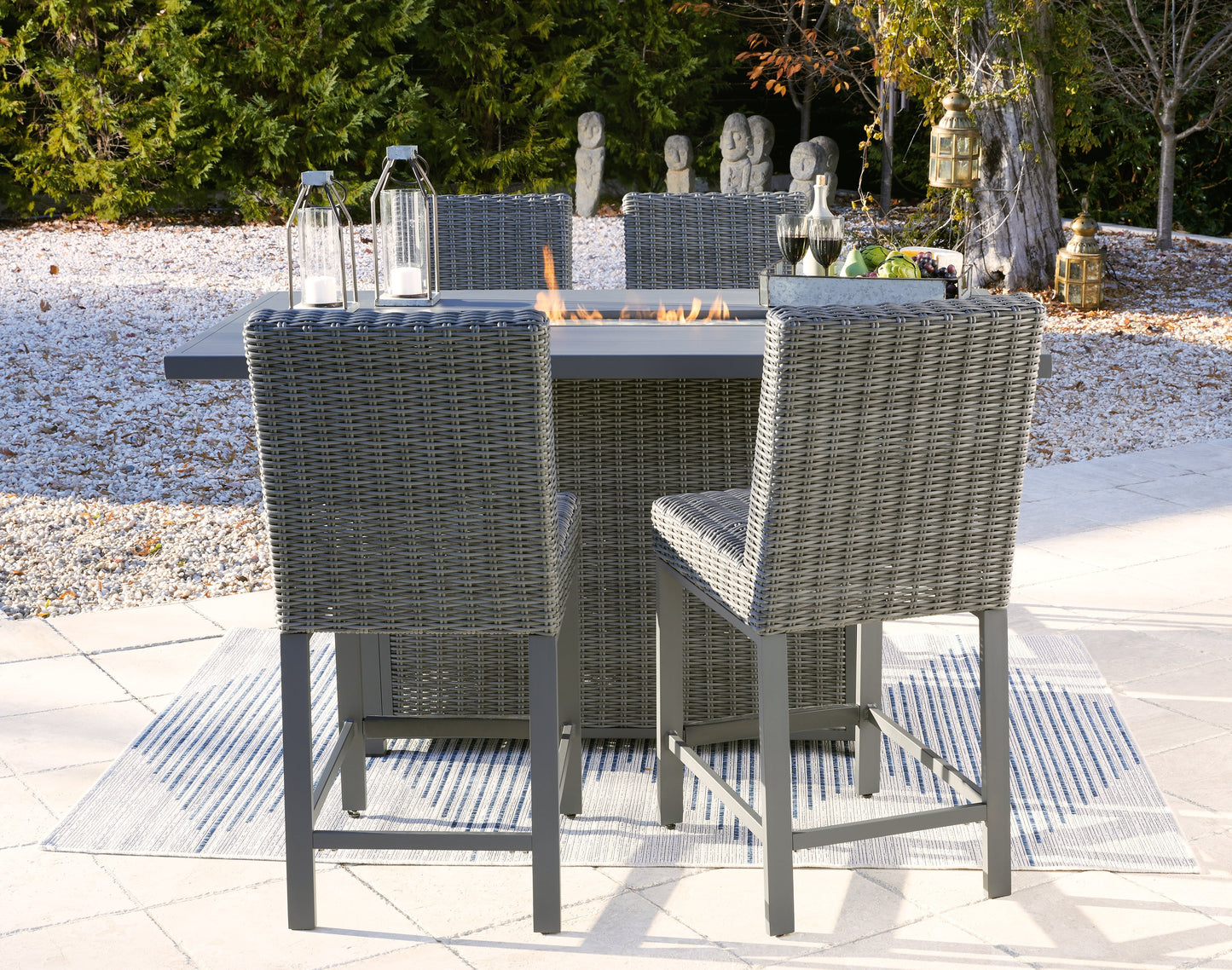 Palazzo Gray Outdoor Counter Height Dining Table with 4 Barstools