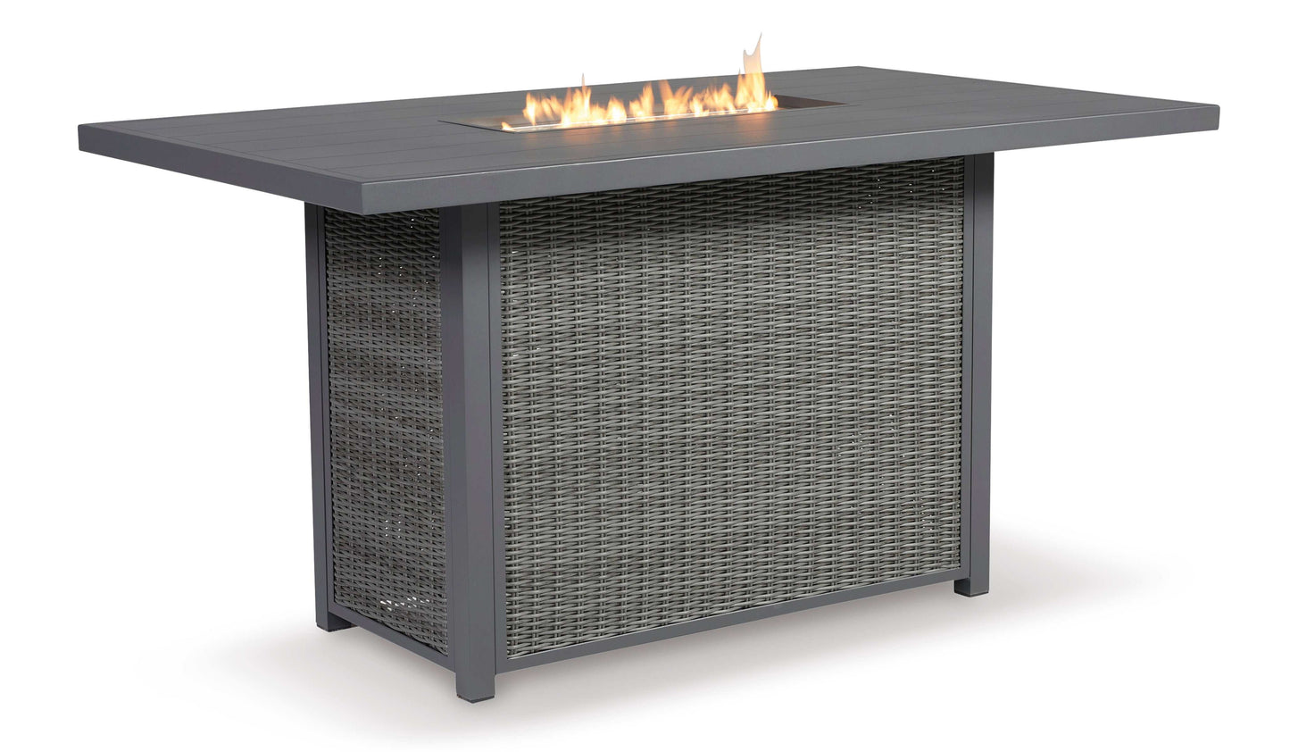 Palazzo Gray Outdoor Bar Table w/ Fire Pit