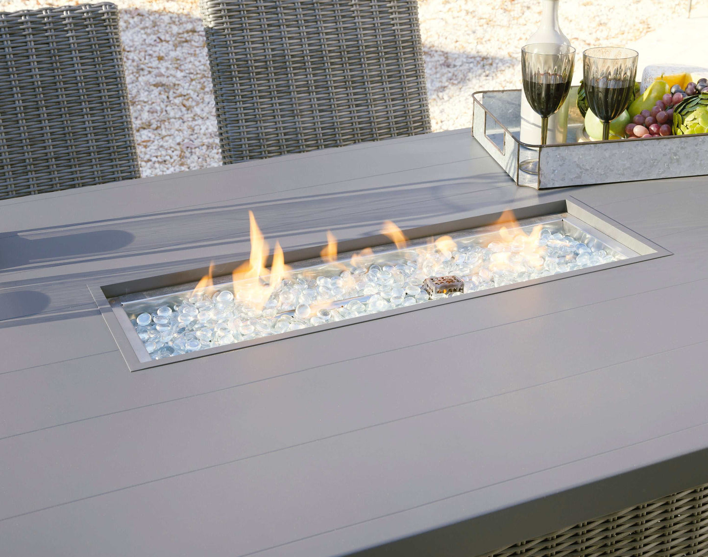 Palazzo Gray Outdoor Bar Table w/ Fire Pit