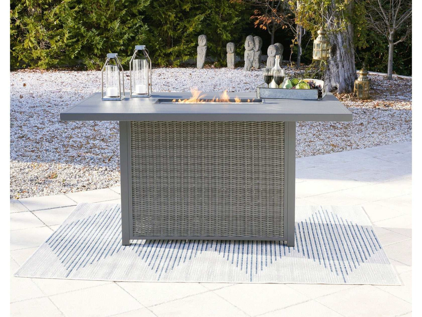 Palazzo Gray Outdoor Bar Table w/ Fire Pit