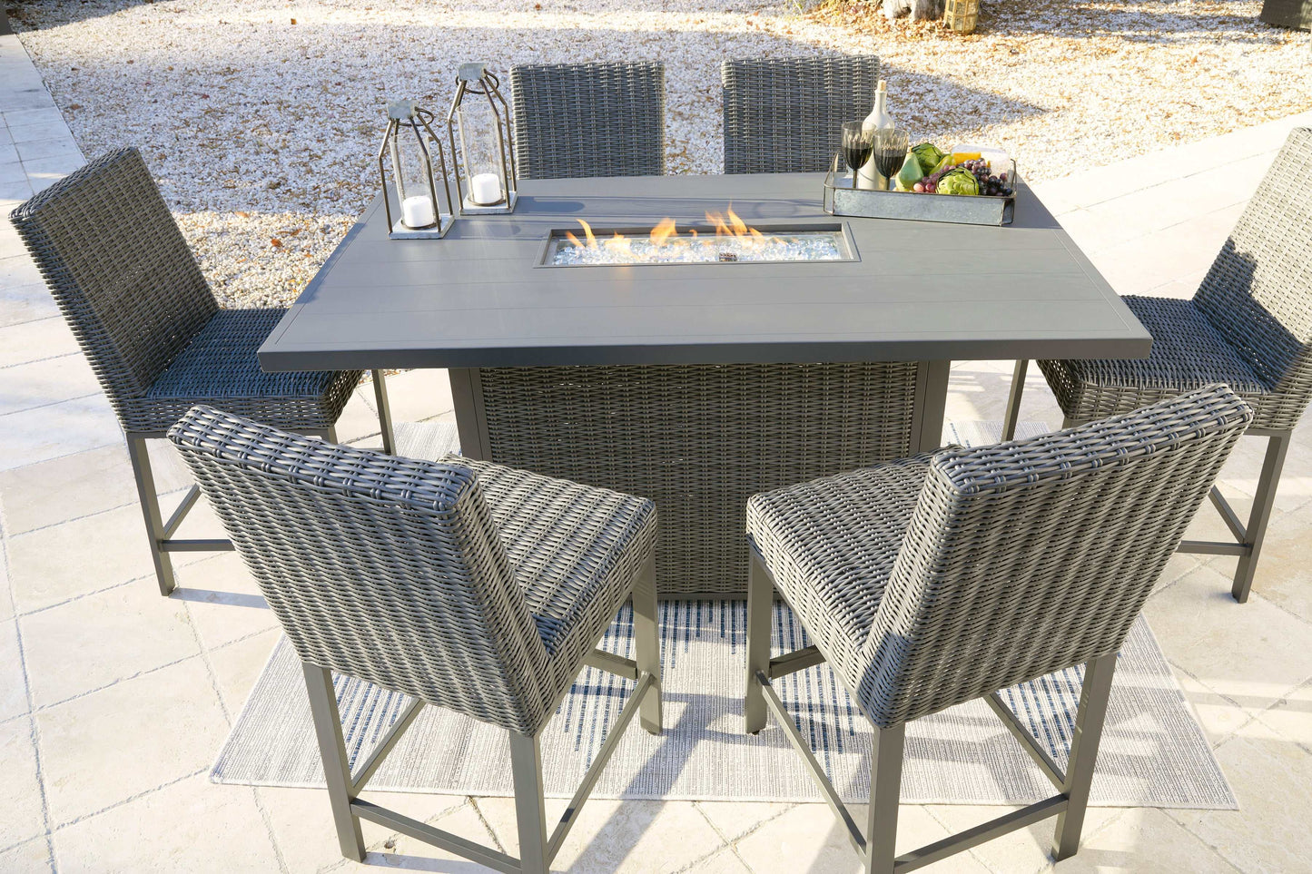 Palazzo Gray Outdoor Bar Table w/ Fire Pit