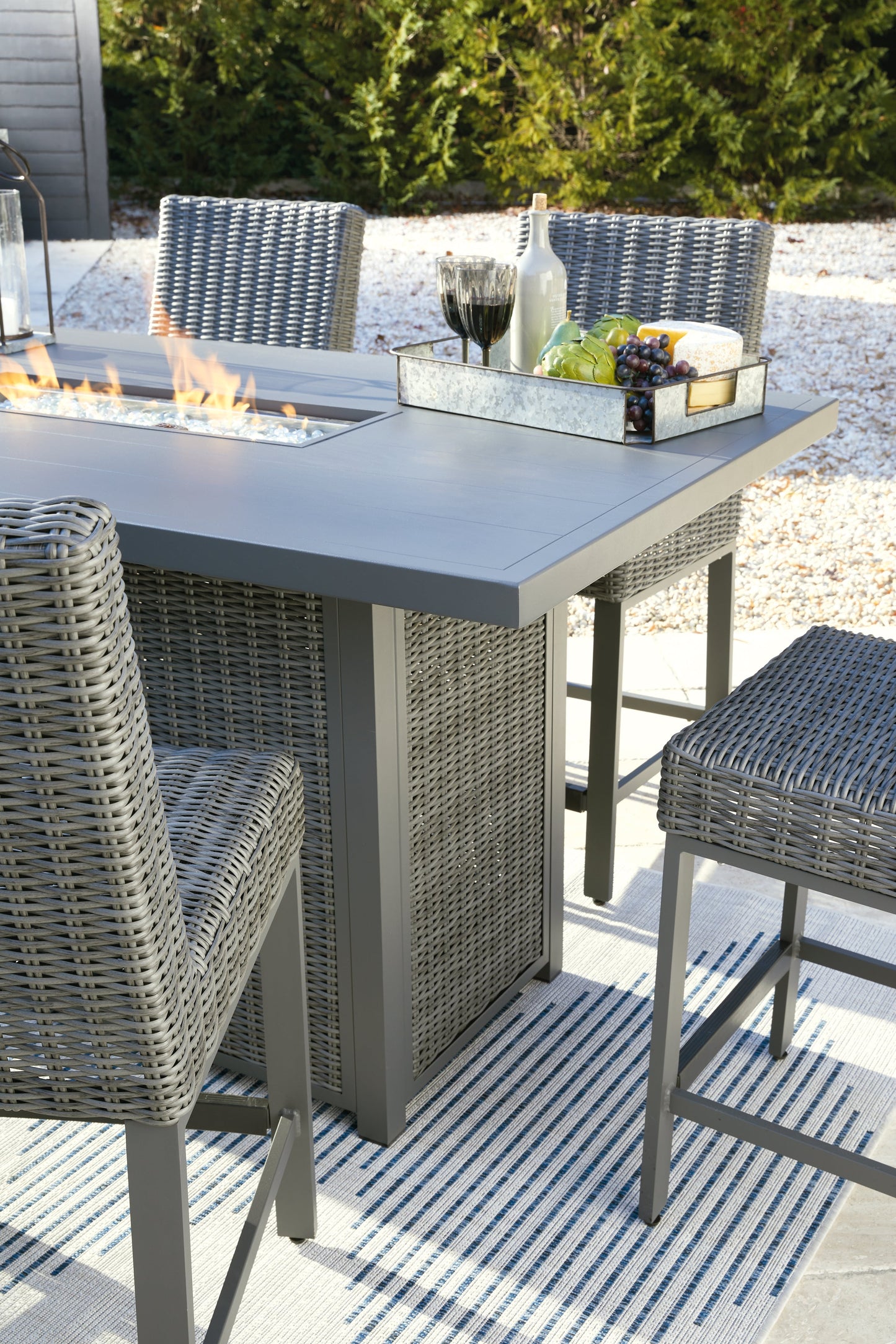 Palazzo Gray Outdoor Counter Height Dining Table with 4 Barstools