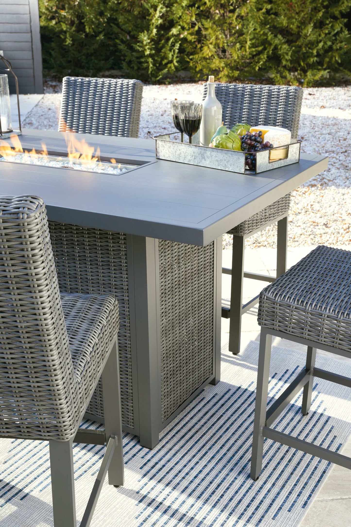 Palazzo Gray Outdoor Bar Table w/ Fire Pit