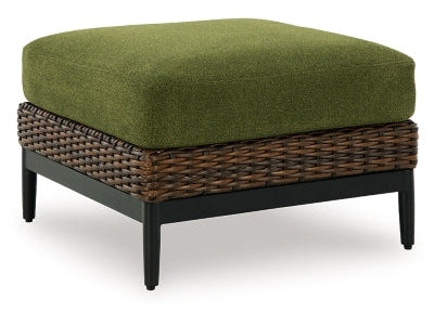 Horizon Hall Brown/Green Ottoman with Cushion - Ornate Home