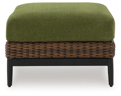 Horizon Hall Brown/Green Ottoman with Cushion - Ornate Home