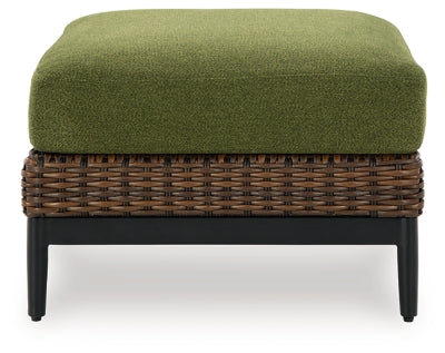 Horizon Hall Brown/Green Ottoman with Cushion - Ornate Home