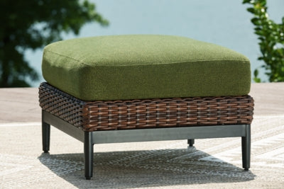 Horizon Hall Brown/Green Ottoman with Cushion - Ornate Home