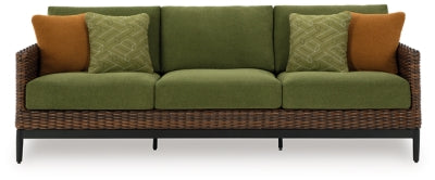 Horizon Hall Brown/Green Sofa with Cushion - Ornate Home