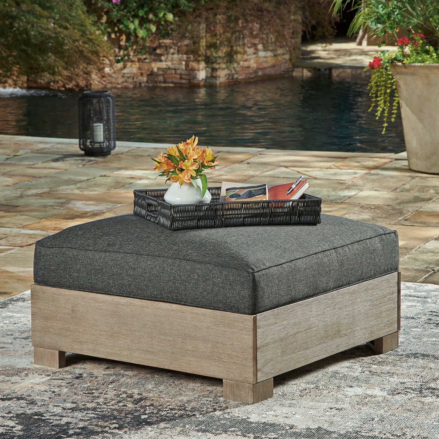 Citrine Park Brown & Charcoal Outdoor 4pc Set w/ Ottoman