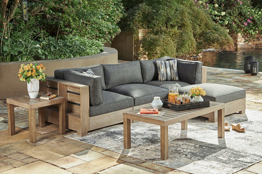 Citrine Park Brown & Charcoal Outdoor 4pc Set w/ Ottoman