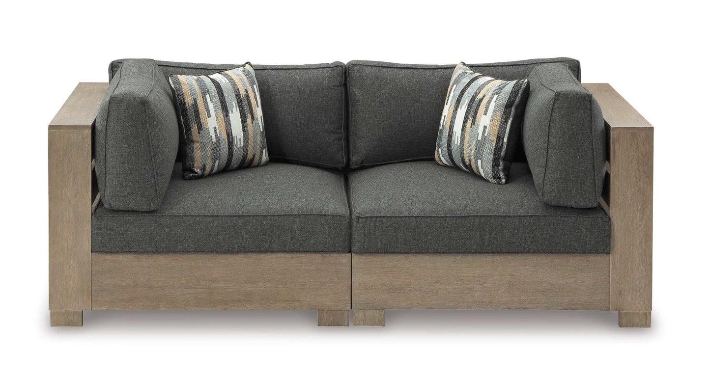 Citrine Park Brown & Charcoal Outdoor 2pc Sectional Loveseat