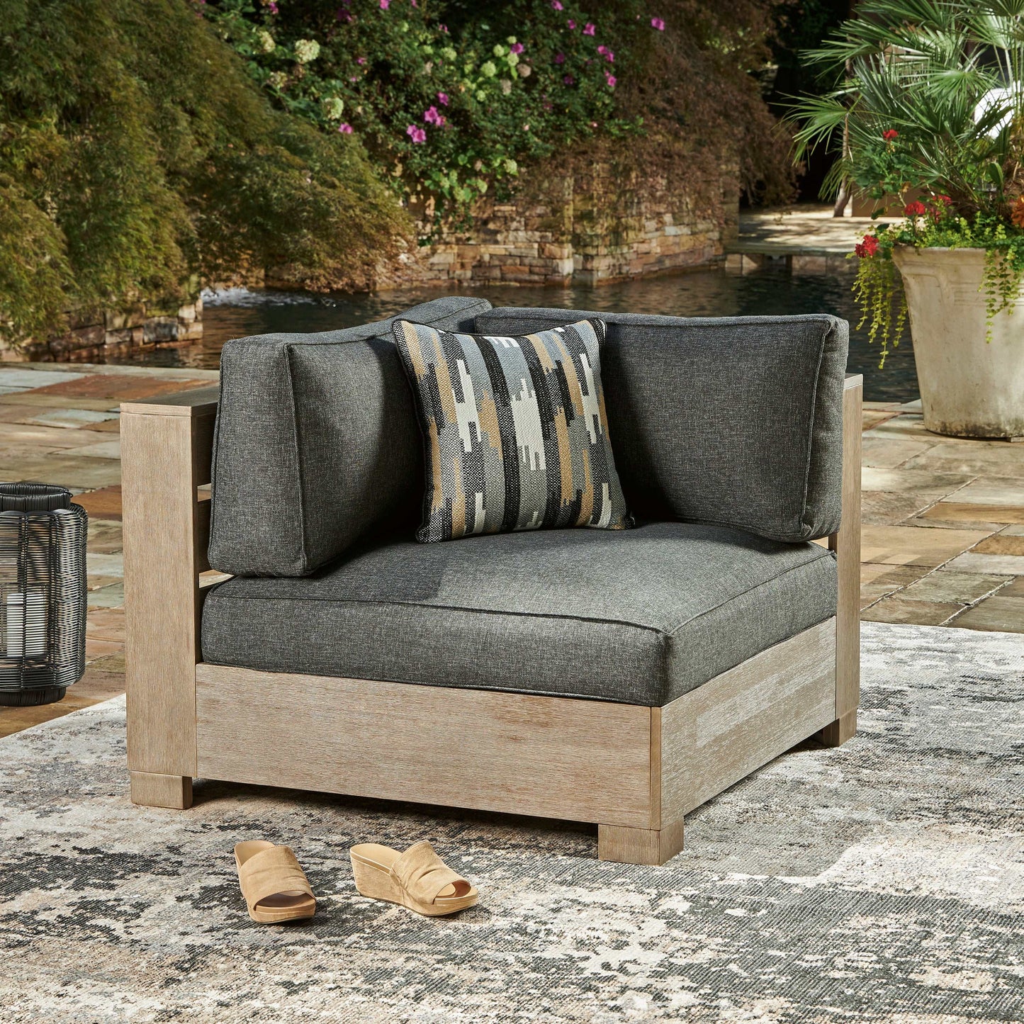 Citrine Park Brown & Charcoal Outdoor 2pc Sectional Loveseat