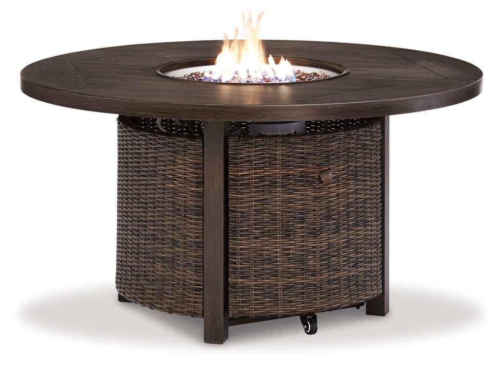 Paradise Trail Medium Brown Outdoor Fire Pit Table & Chair Set / 5pc