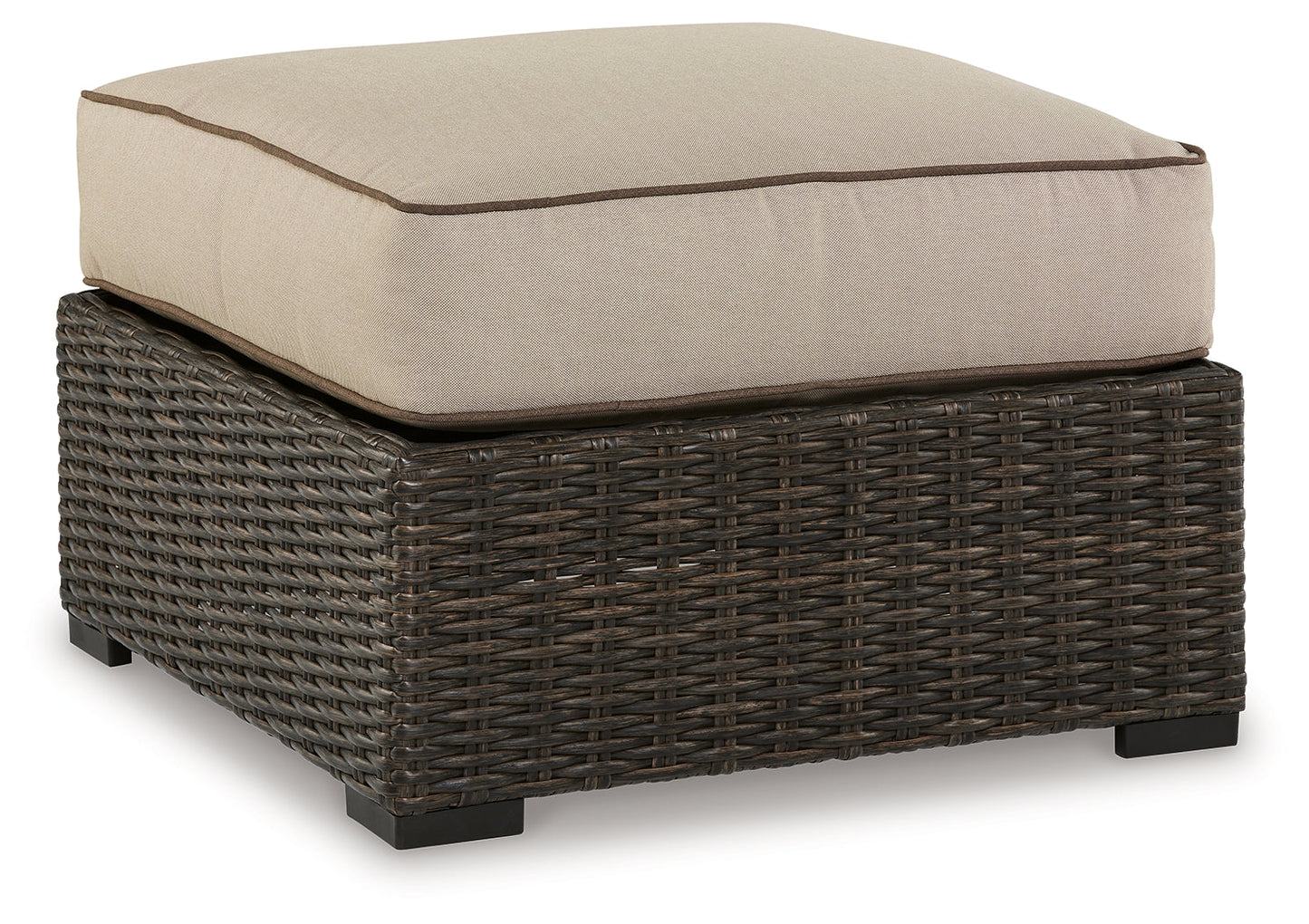 Coastline Bay Brown Outdoor Ottoman with Cushion