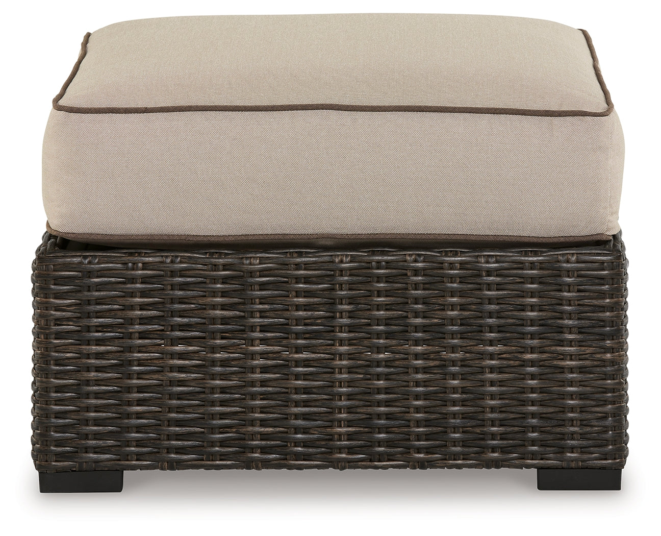 Coastline Bay Brown Outdoor Ottoman with Cushion