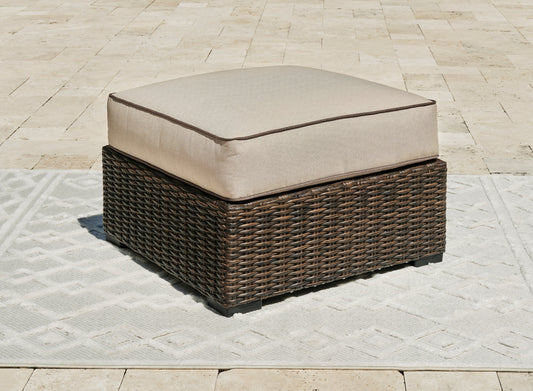 Coastline Bay Brown Outdoor Ottoman with Cushion