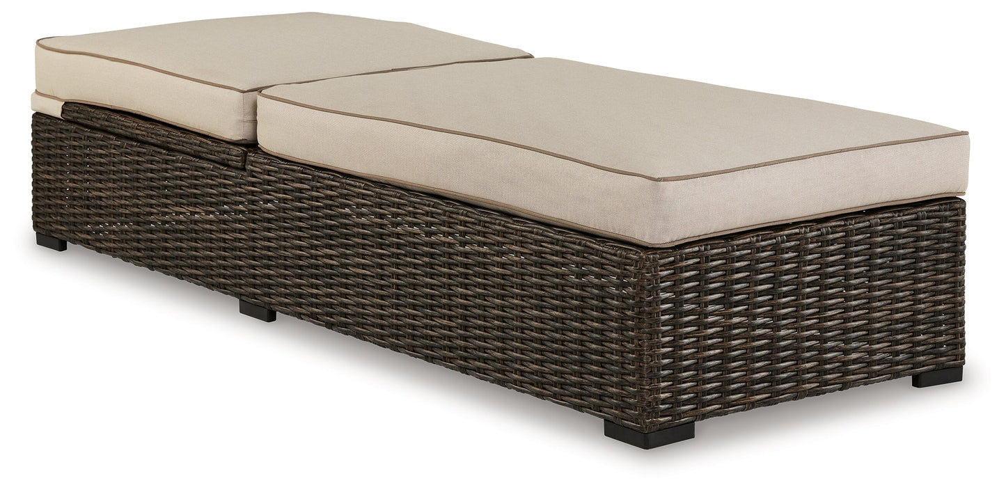 Coastline Bay Brown Outdoor Chaise Lounge with Cushion