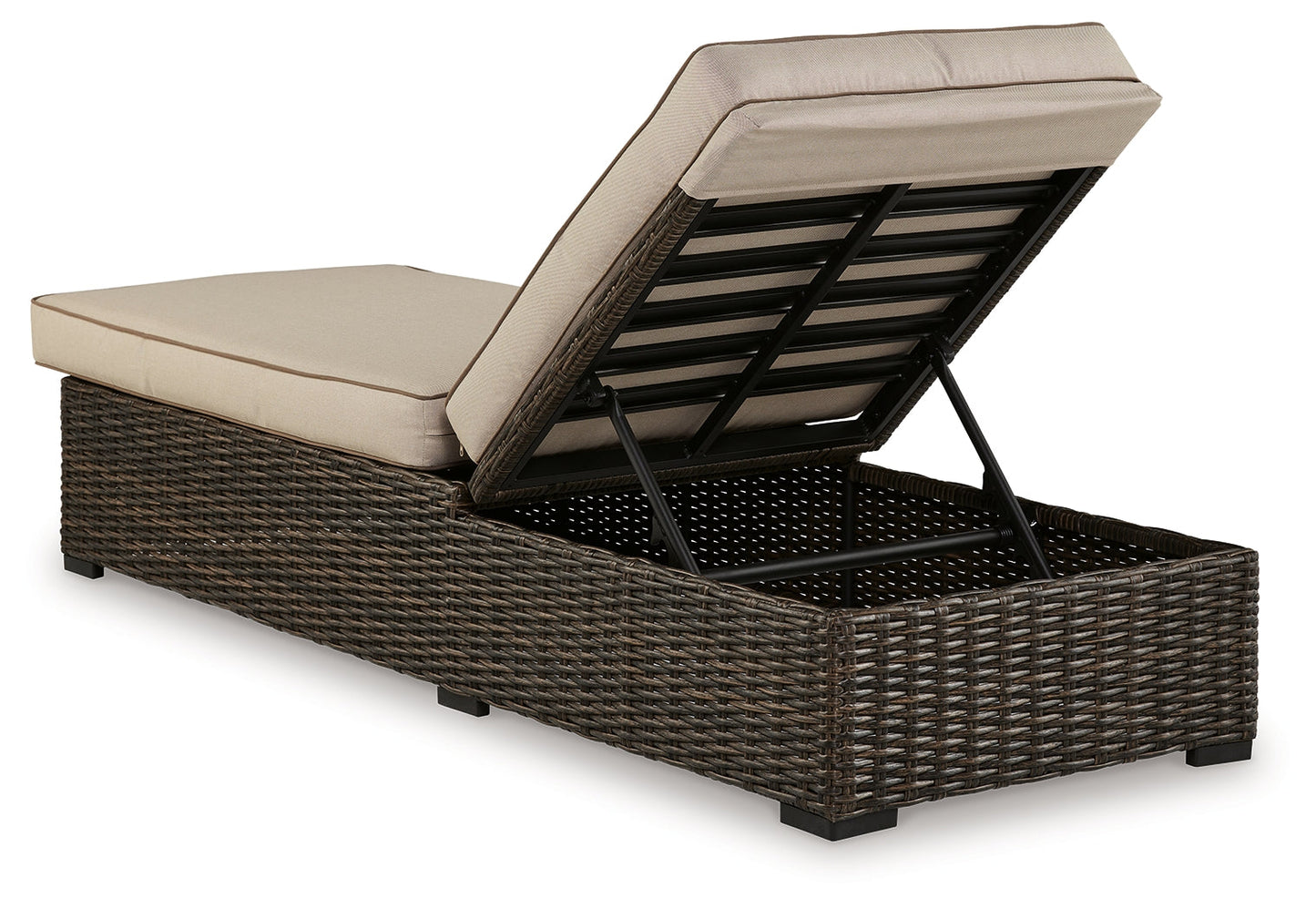 Coastline Bay Brown Outdoor Chaise Lounge with Cushion