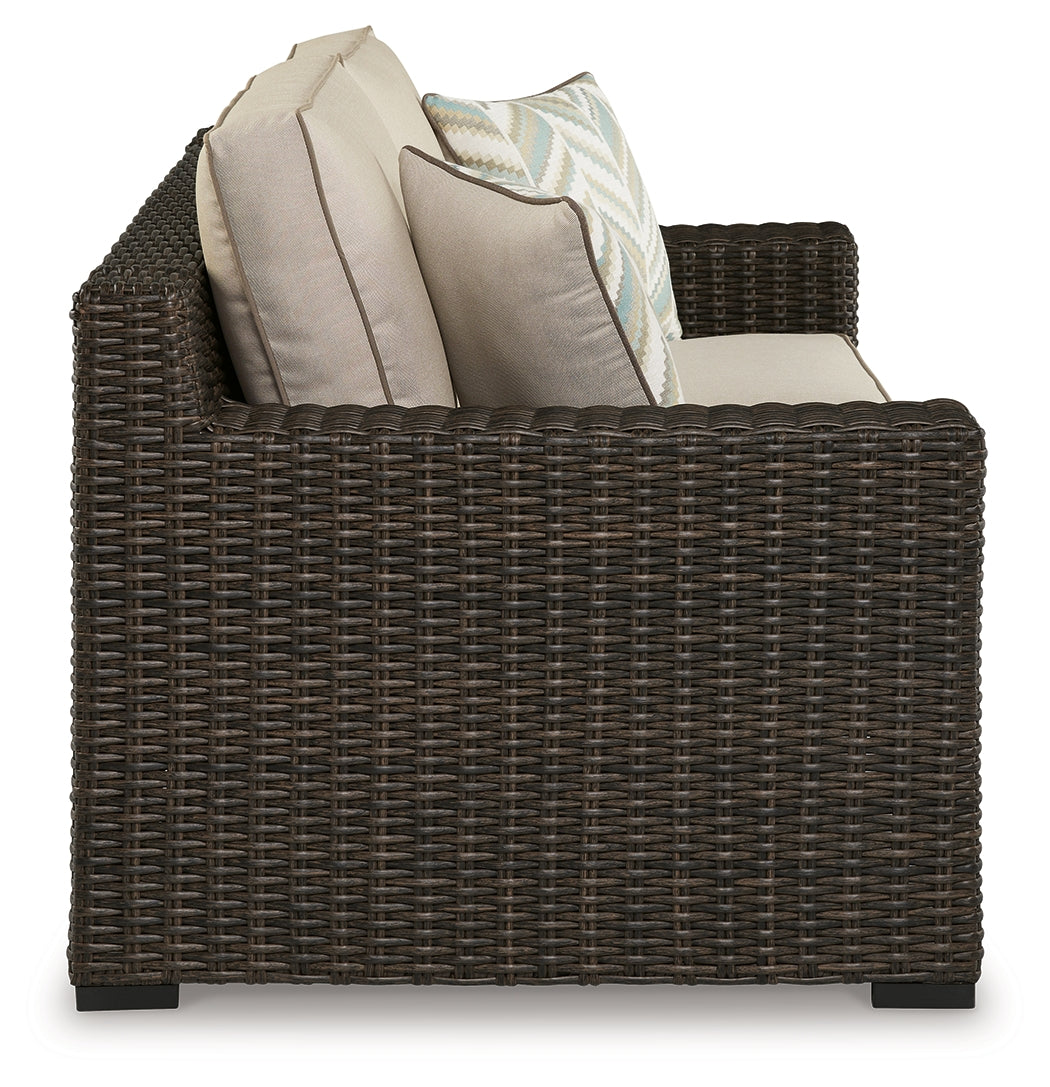 Coastline Bay Brown Outdoor Loveseat with Cushion