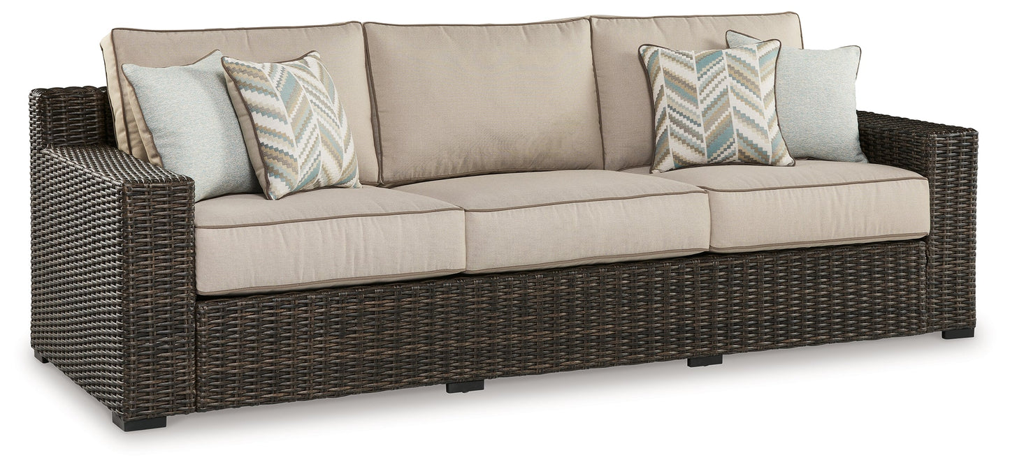 Coastline Bay Brown Outdoor Sofa with Cushion