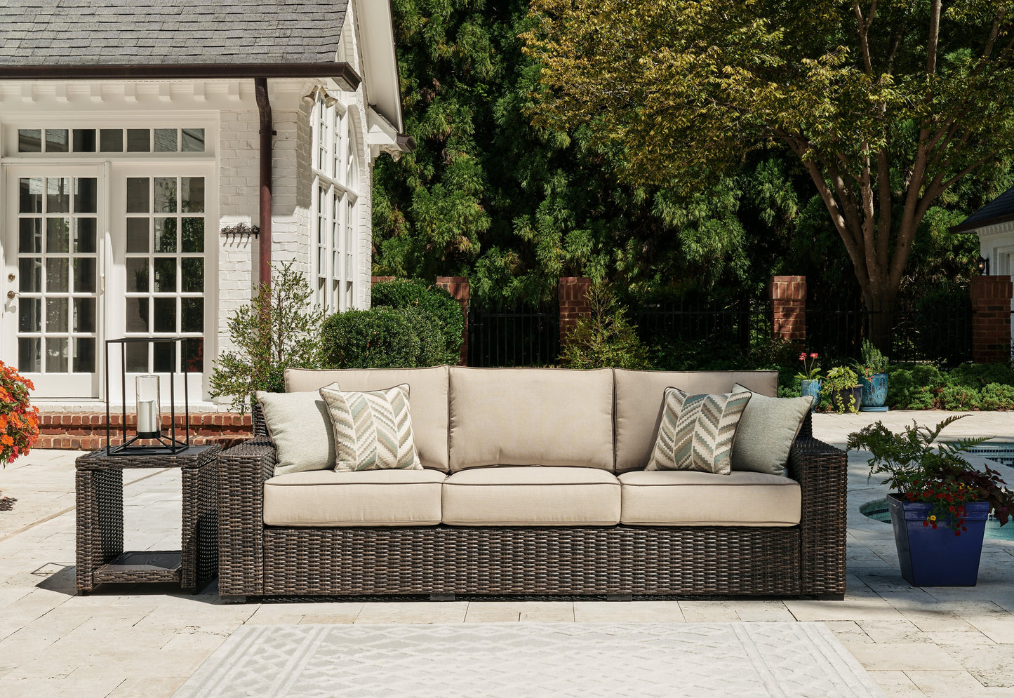 Coastline Bay Brown Outdoor Sofa with Cushion