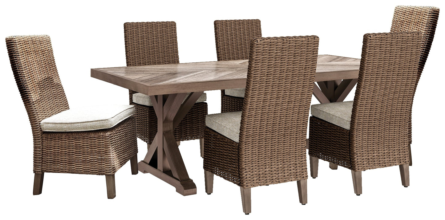 Beachcroft Beige Outdoor Dining Table with 6 Chairs